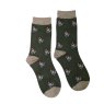 SOCK BAMBOO TERRIER ARMY GRN LDS