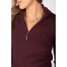 Rose Roofing Rydale Emma Cable 1/4 Zip Jumper Burgundy