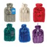 HOT WATER BOTTLE FUR/POM POMS