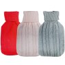 HOT WATER BOTTLE KNITTED GRY/PNK/RED