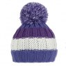 HAT BOBBLE LDS PURPLE STRIPE KNIT