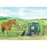CARD MARE & FOAL & LAND ROVER