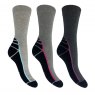 Bramble Bramble Ladies Size 4-7 Hiker Socks Grey/Black 3 Pack