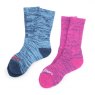 SOCK MERINO WOOL 2PK PNK/BLU LDS