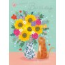 *CARD CAT & FLOWERS