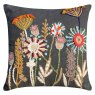 *CUSHION EMBROIDERED CHARCOAL FLORAL