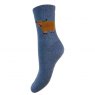 SOCK WOOL FLUFFY H/COW D/BLUE 4-7