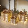 FAUX GIFT BOX 3PK CHAMPAGNE BRAID