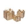 FAUX GIFT BOX 3PK CHAMPAGNE BRAID