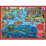 Cobble Hill Doodle Town Gone Fishing Jigsaw Puzzle 1000 Piece
